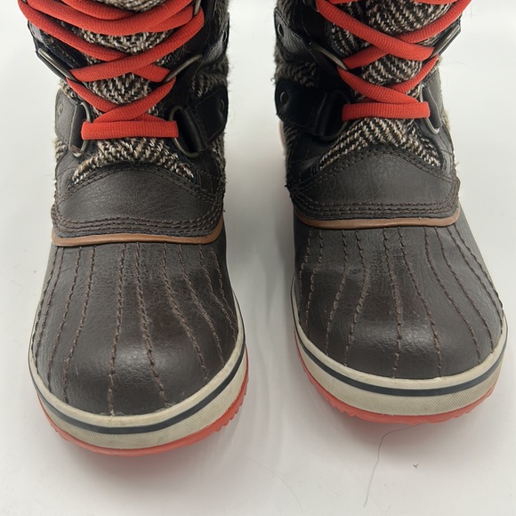 SOREL TOFINO BOOT WOMEN SIZE 7 BROWN HERRINGBONE CORDOVAN FUR WATERPROOF BOOT - Picture 3 of 10